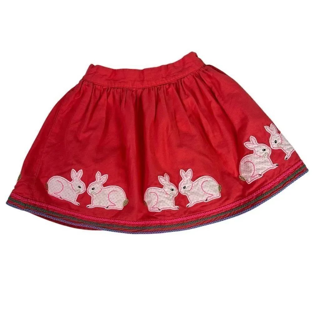 Mini Boden Bunny Rabbit Appliqué Skirt size 5-6